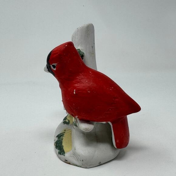 Vintage Cardinal Robin Red Bird on Blooming Branch Ceramic Statue - Picture 3 of 9
